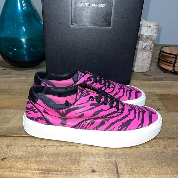 Saint Laurent Venice Zebra Print Sneakers - Picture 12 of 13